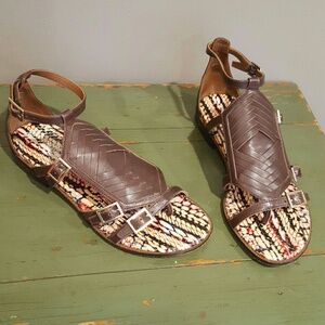 Donald J Pliner dark brown burnished calf sandal